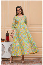 Floral Printed Maternity & Feeding Maxi Dress with Front Zip