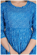 Blue Printed Cotton Maternity & Feeding Kurti with Side Zip