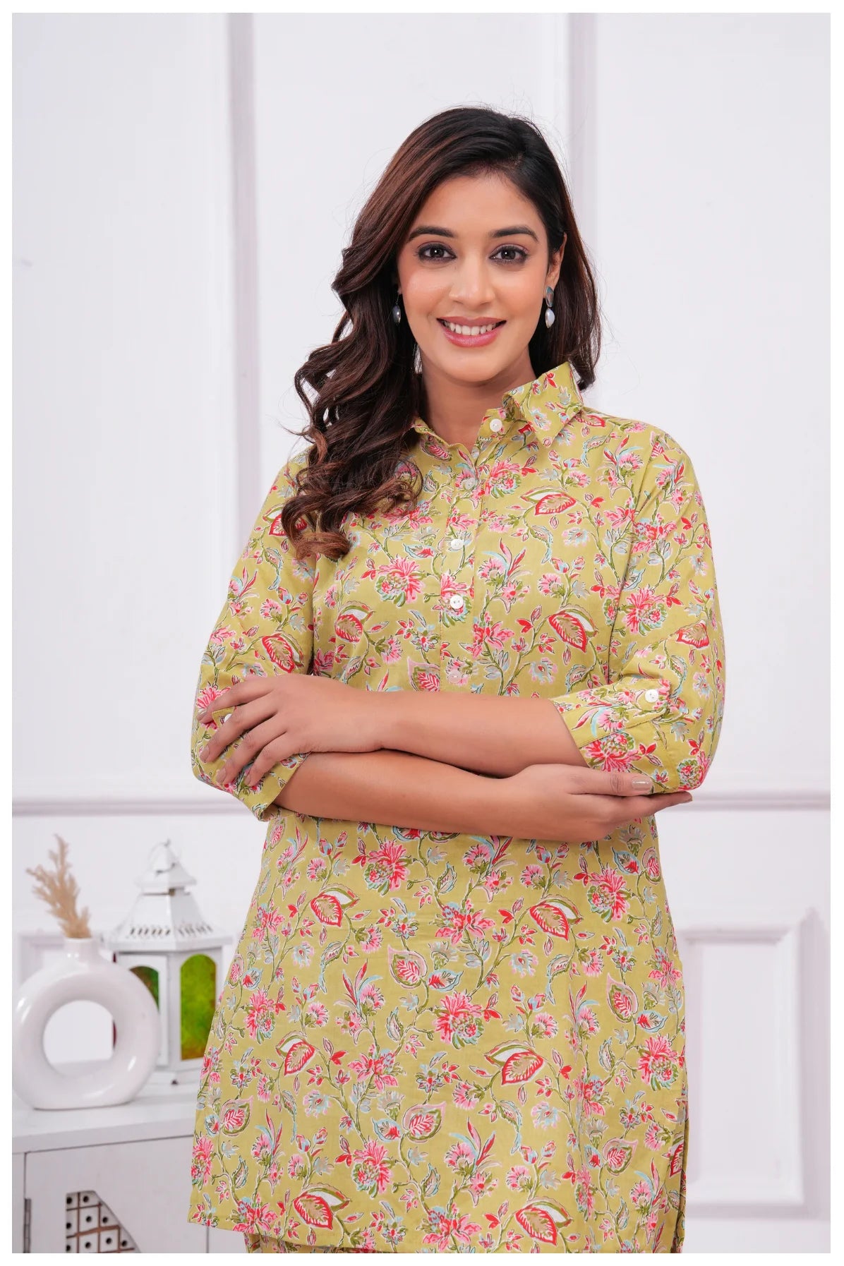 Women’s Floral Printed Co-Ord Set | Shirt Style Top & Pant Set