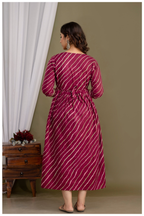 Elegant Maroon Bandhej Maternity Gown for Comfortable Pregnancy Wear
