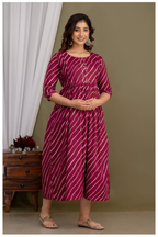 Elegant Maroon Bandhej Maternity Gown for Comfortable Pregnancy Wear