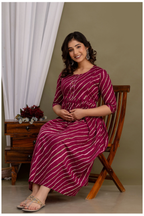 Elegant Maroon Bandhej Maternity Gown for Comfortable Pregnancy Wear