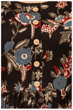 Black Floral Maternity & Nursing Gown with Hidden Feeding Zipper