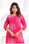 Women’s Pink Printed Rayon Kurta Pant Set