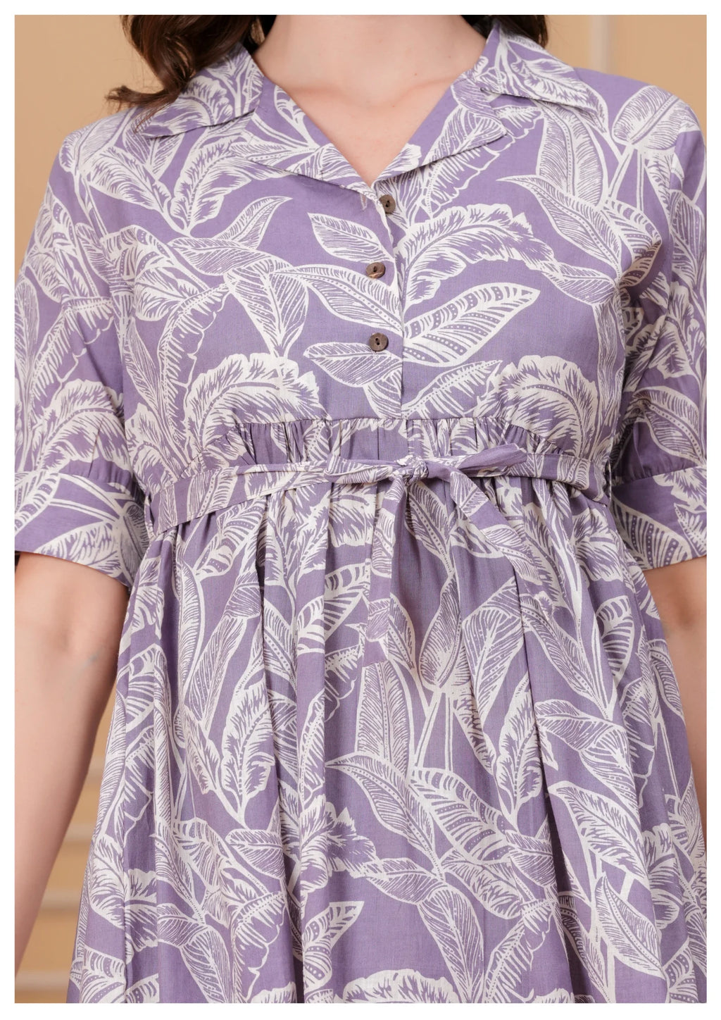 Lavender Floral Printed Cotton Co-Ord Set for Women