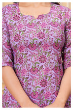 Women’s Maternity Feeding Cord Set | Floral Printed Nursing Co-Ord Set (Purple)