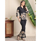 Elegant Black Flower Design Co-ord Set | Women’s Stylish Wear