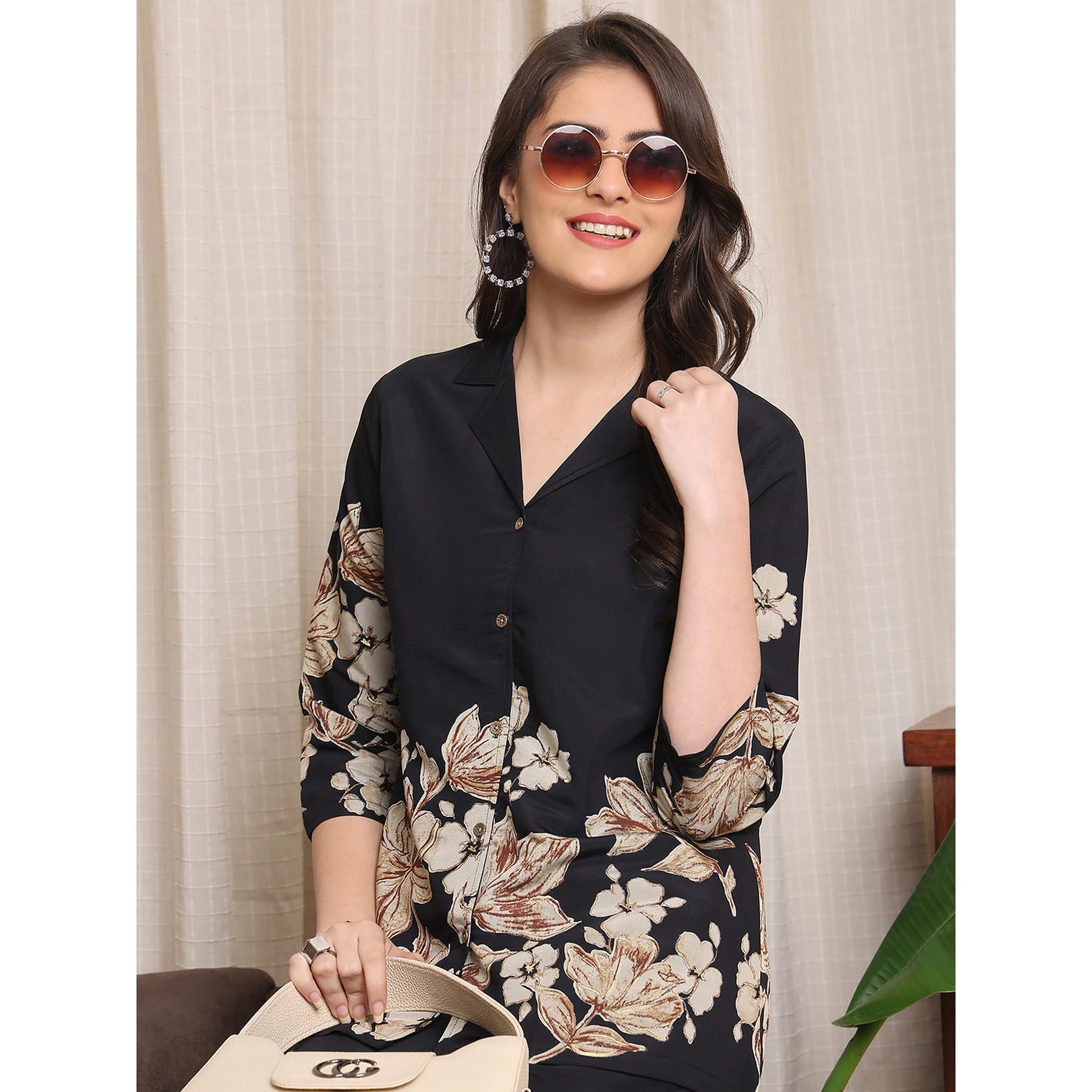 Elegant Black Flower Design Co-ord Set | Women’s Stylish Wear