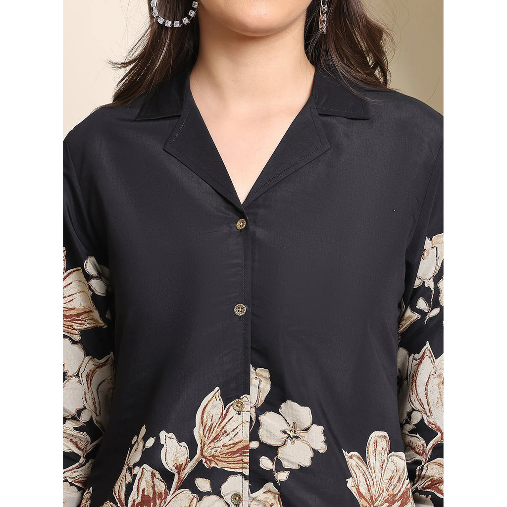 Elegant Black Flower Design Co-ord Set | Women’s Stylish Wear