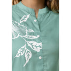 Elegant Sea Green Floral Front-Slit Kurta Set