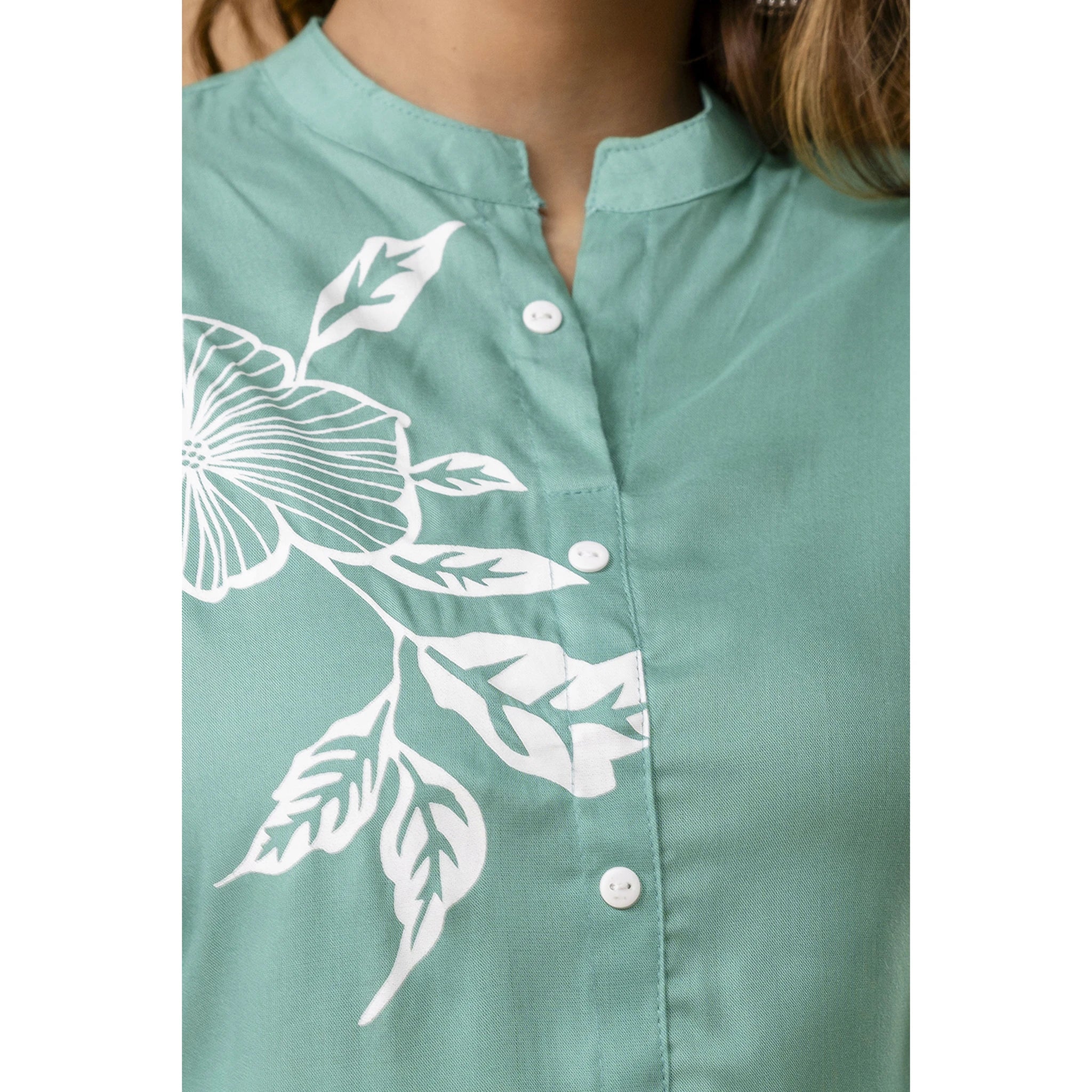 Elegant Sea Green Floral Front-Slit Kurta Set