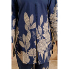 Elegant Women's Blue Floral Printed Cotton Coord Set