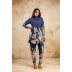 Elegant Women's Blue Floral Printed Cotton Coord Set