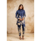 Elegant Women's Blue Floral Printed Cotton Coord Set