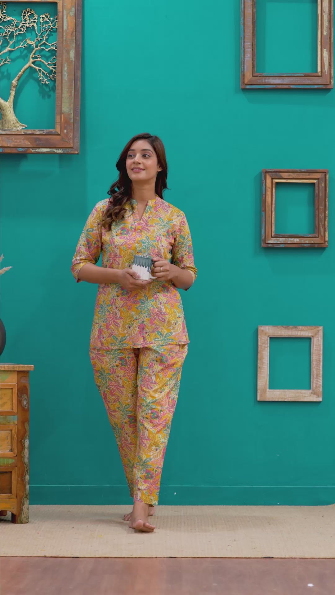 Eternal Flora Luxe Cotton Night Suit – Elegant Vibrant Nightwear