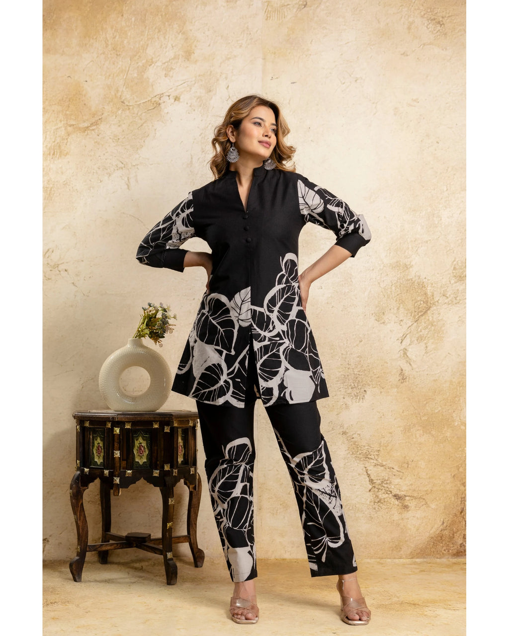 Black & White Abstract Printed Cotton Coord Set