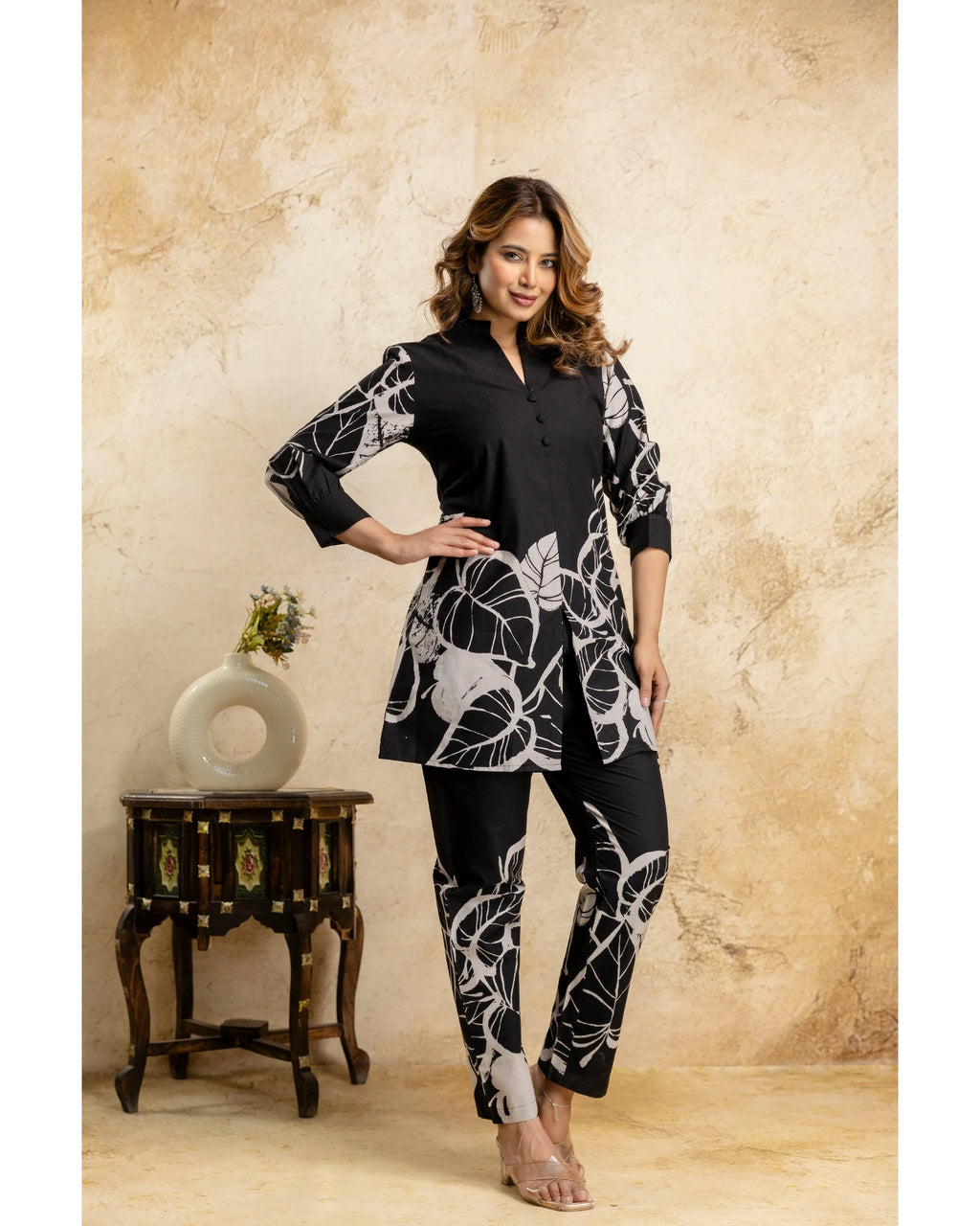 Black & White Abstract Printed Cotton Coord Set