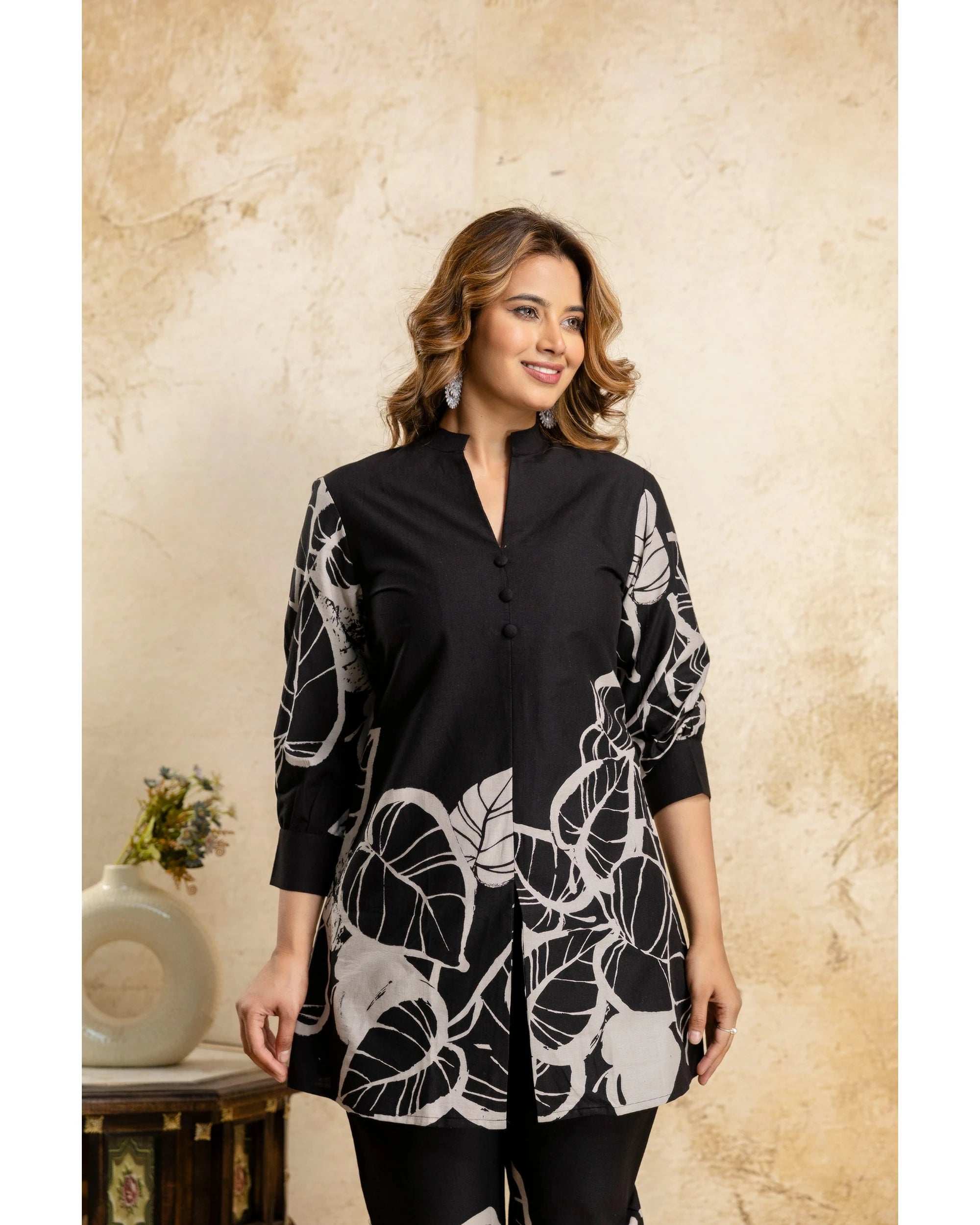 Black & White Abstract Printed Cotton Coord Set