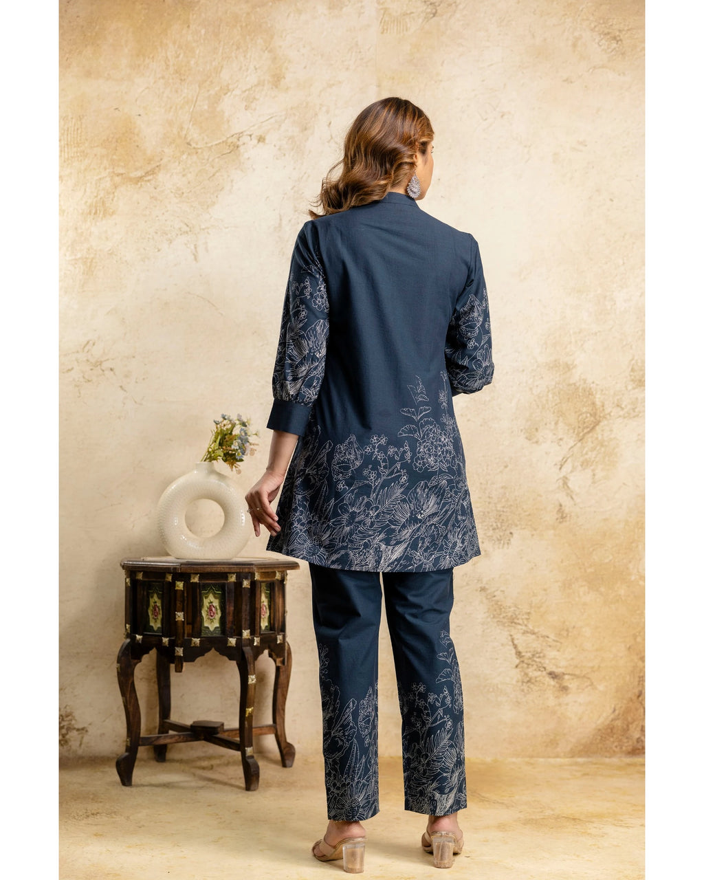 Green Floral Cotton Co-Ord Set for Women – Kurti & Pant Set