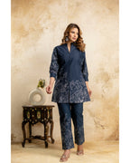 Green Floral Cotton Co-Ord Set for Women – Kurti & Pant Set