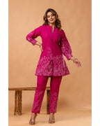 Vibrant Pink Floral Printed Cotton Coord Set