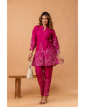 Vibrant Pink Floral Printed Cotton Coord Set