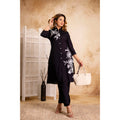Black Floral Printed Rayon Kurta & Pant Set for Women