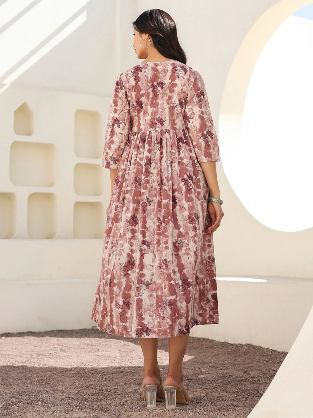 Clothycorp Pink Floral Printed Maternity Dress for Women