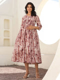 Clothycorp Pink Floral Printed Maternity Dress for Women